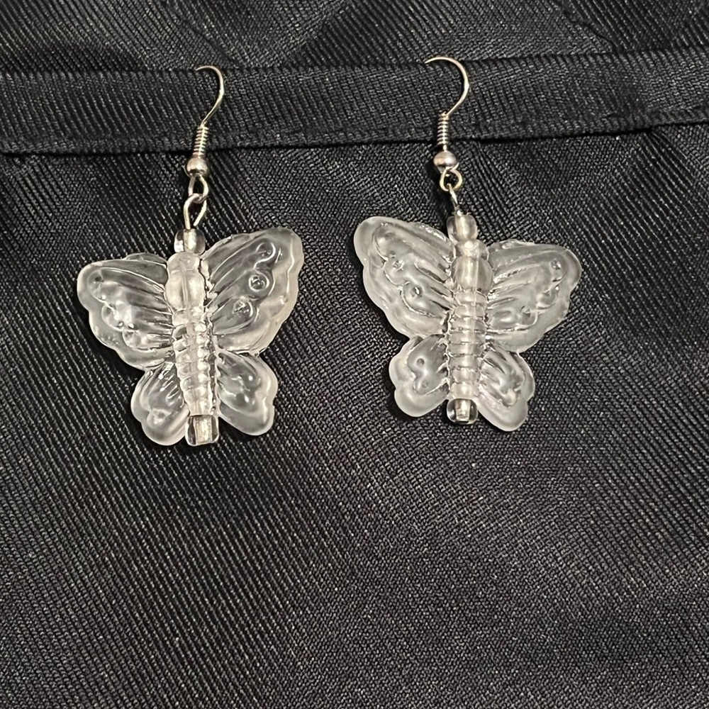 Crystal Frost  Butterfly Earrings